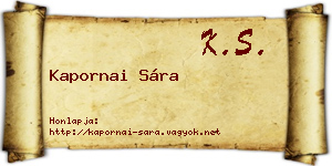 Kapornai Sára névjegykártya